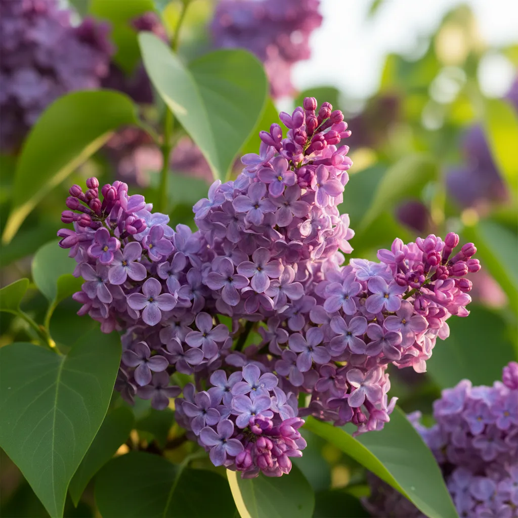 Flieder in voller Blüte mit dichten lila Blütentrauben, Syringa vulgaris im Frühling
