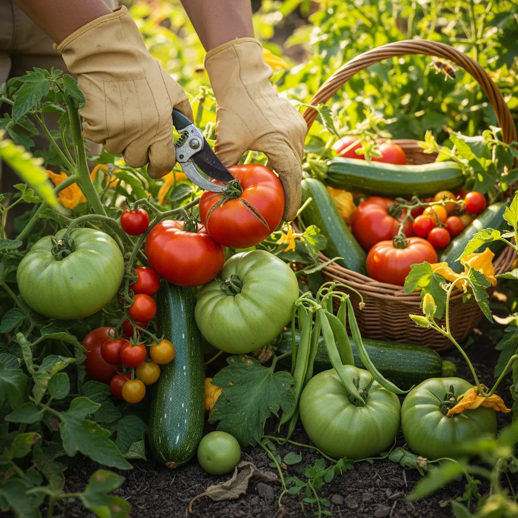 Gartenarbeiten August: Reife Tomaten und Gemüse ernten bei optimaler Fruchtreife