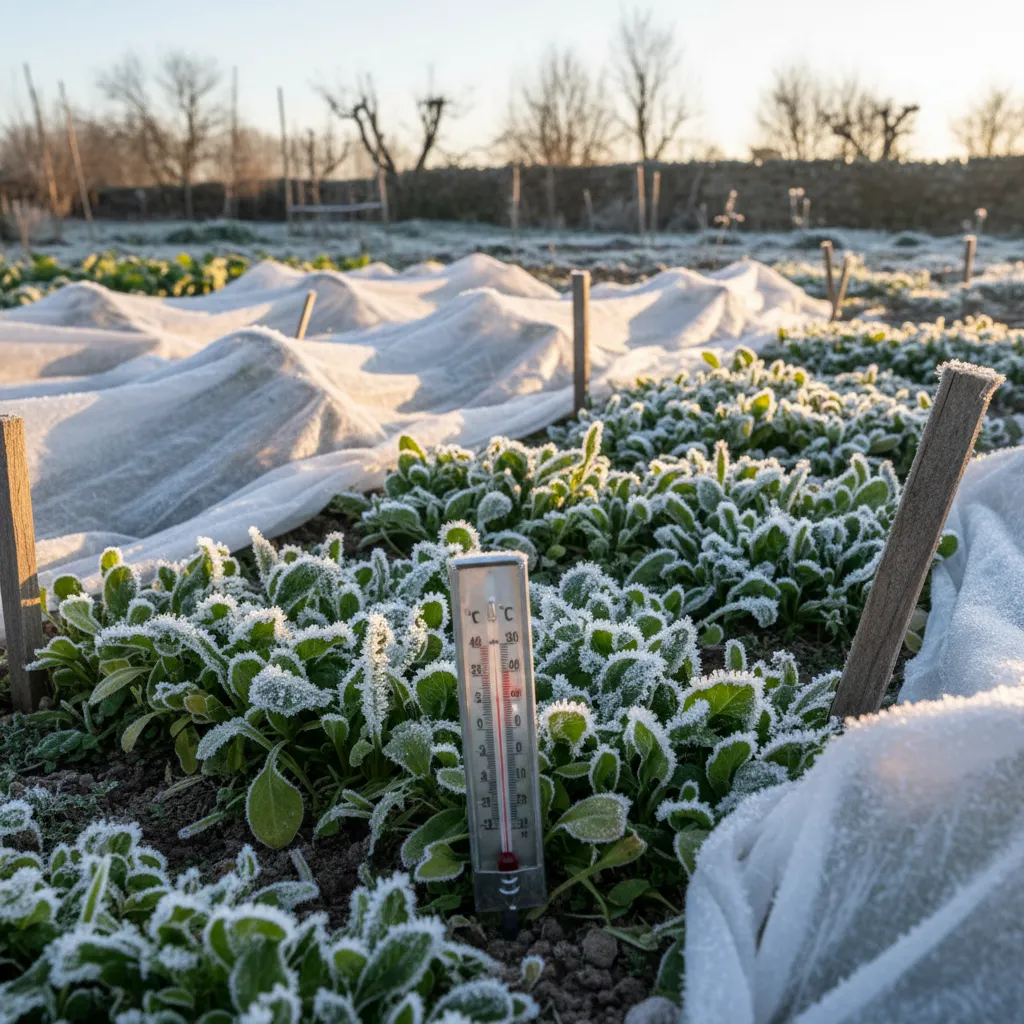 Gartenarbeit März: Jungpflanzen mit Vlies geschützt vor Nachtfrost und Spätfrost im Frühjahr