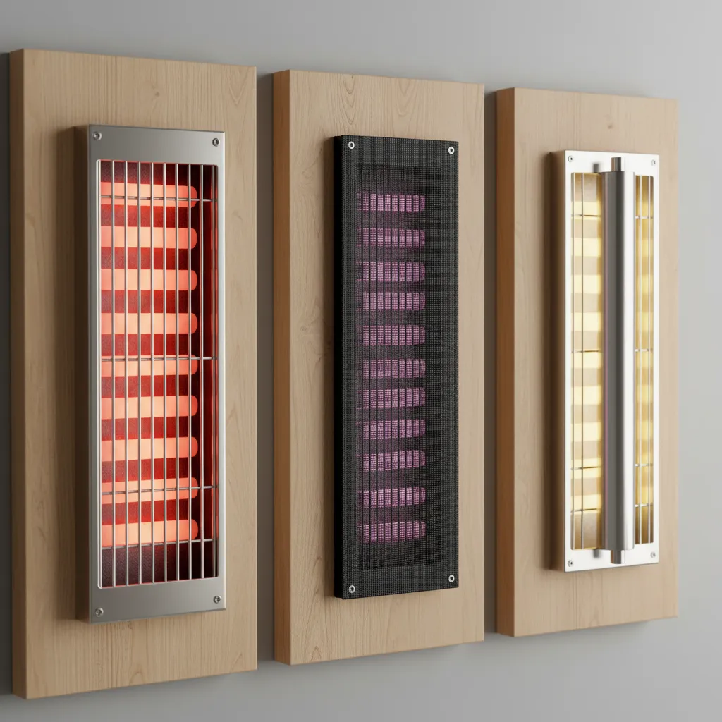 Vergleich verschiedener Infrarot-Strahlungsarten wie Keramik-, Carbon- und Magnesiumstrahler in der Infrarotsauna