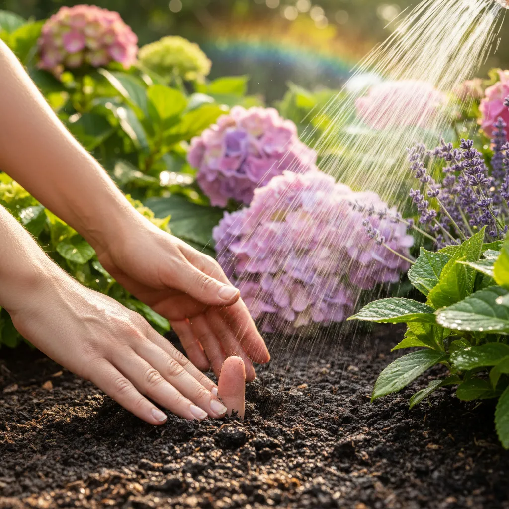 Daumenprobe zur Überprüfung der Bodenfeuchte im Garten – Praxistipp für richtiges Gießen von Pflanzen