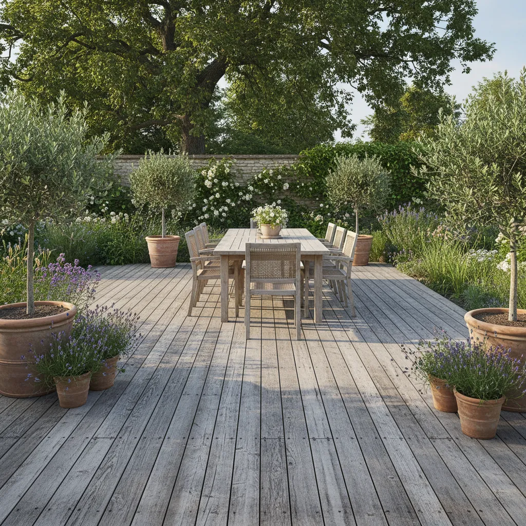 Eichen Terrassendielen nach natürlicher Verwitterung mit silbrig-grauer Patina und charaktervollem Alter-Charakter